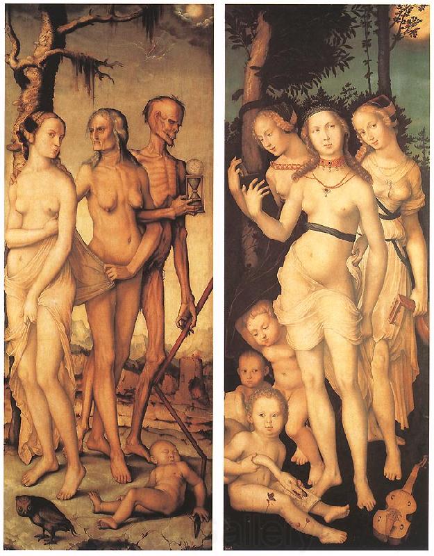 BALDUNG GRIEN, Hans Three Ages of Man and Three Graces Germany oil painting art